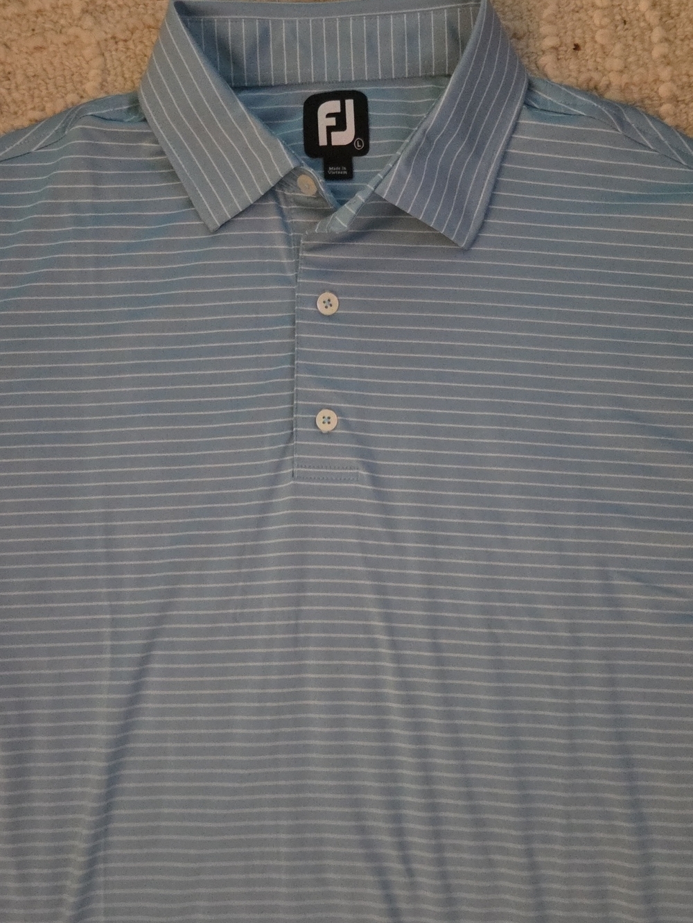 FootJoy Sky Blue Thin-Striped Men's Golf Polo, L